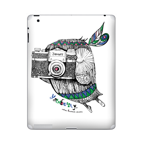 Наклейка на Планшет Apple iPad Улыбочку, сейчас вылетит птичка !,  купить в Москве – интернет-магазин Allskins, фотоаппарат, зенит, сова, улыбка, плакат