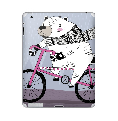 Наклейка на Планшет Apple iPad Мишка на велике,  купить в Москве – интернет-магазин Allskins, милые животные, персонажи, медведь, велосипед, животные