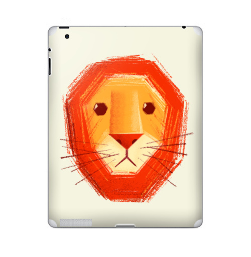 Наклейка на Планшет Apple iPad Грустный лев,  купить в Москве – интернет-магазин Allskins, милые животные, детские, животные, любовь, желтый, лето, оранжевый, печаль, король, грустные, печальный