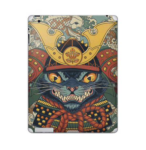 Наклейка на Планшет Apple iPad Самурай,  купить в Москве – интернет-магазин Allskins, космокот, кои, военные, самурай, кошка