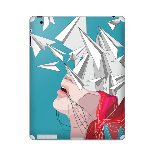 Наклейка на Планшет Apple iPad Полёт мысли,  купить в Москве – интернет-магазин Allskins, белый, девушка, самолет, мозг, сказки, голубой