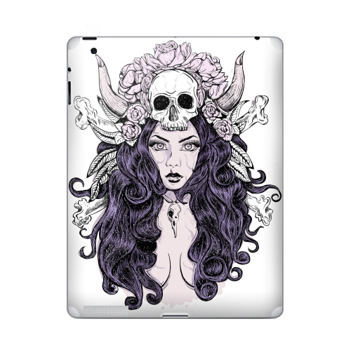 Наклейка на Планшет Apple iPad Готическая женщина,  купить в Москве – интернет-магазин Allskins, черный, лицо, олень, череп, креативный, красивейшего, девушка, готический