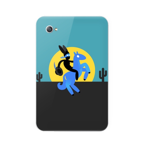 Наклейка на Планшет Samsung Galaxy Tab 7 (P1000) Синийконь,  купить в Москве – интернет-магазин Allskins, черный, зорро, синий, лошадь, заяц