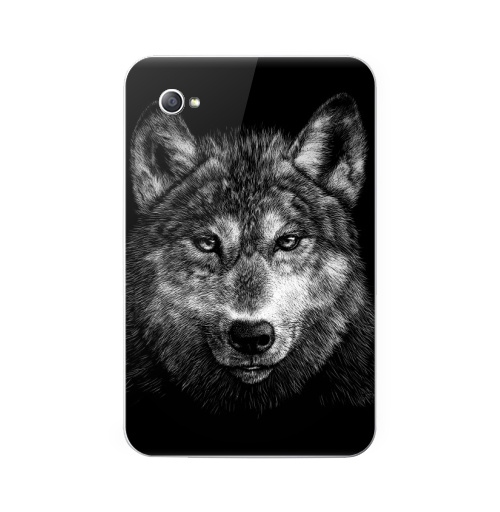 Наклейка на Планшет Samsung Galaxy Tab 7 (P1000) Волчище,  купить в Москве – интернет-магазин Allskins, морда, животные, волк, полностьючерный, 300 Лучших работ