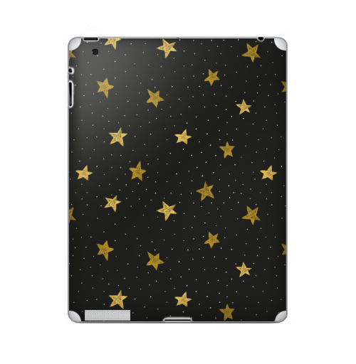 Наклейка на Планшет Apple iPad 2 / iPad 3 Звездная пыль,  купить в Москве – интернет-магазин Allskins, полностьючерный, ЗОЛОТОЙ, астрология, небо, точки, паттерн, звезда