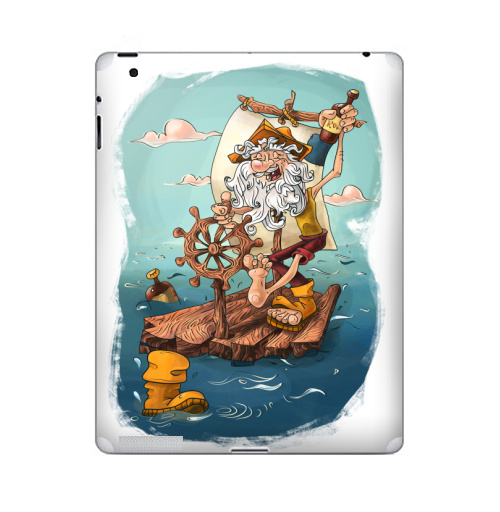 Наклейка на Планшет Apple iPad 2 / iPad 3 Главное - плыть вперед!,  купить в Москве – интернет-магазин Allskins, пират, морская, плот, оптимизм, персонажи, борода