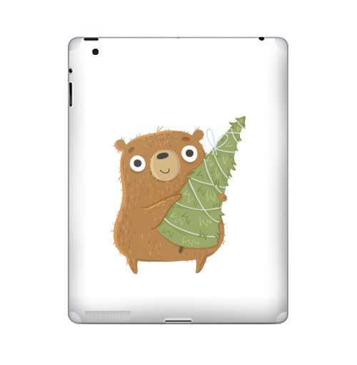 Наклейка на Планшет Apple iPad 2 / iPad 3 Новогодний Мишка,  купить в Москве – интернет-магазин Allskins, медведь, новый год, персонажи, детские