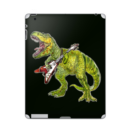 Наклейка на Планшет Apple iPad 2 / iPad 3 Хэви метал динозавр,  купить в Москве – интернет-магазин Allskins, rock, металл, музыка, музыкант, гитара, гитарист, динозавры