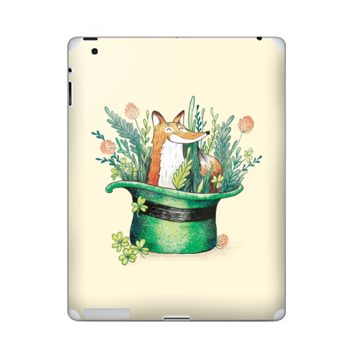 Наклейка на Планшет Apple iPad 2 / iPad 3 Ирландский лис,  купить в Москве – интернет-магазин Allskins, лиса, Ирландия, клевер, шляпа