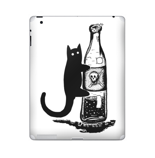 Наклейка на Планшет Apple iPad 2 / iPad 3 Кот с бутылкой,  купить в Москве – интернет-магазин Allskins, кошка, алкоголь, вино, яд