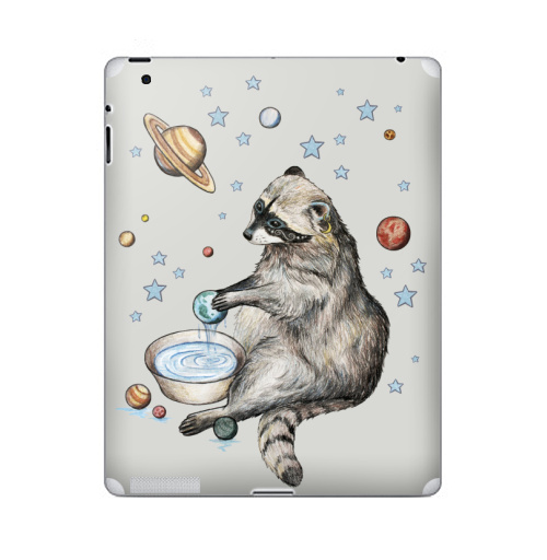 Наклейка на Планшет Apple iPad 2 / iPad 3 Енот-полоскун-космический,  купить в Москве – интернет-магазин Allskins, милые животные, земля, животные, космос, енот