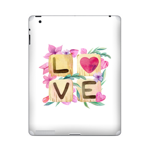 Наклейка на Планшет Apple iPad 2 / iPad 3 Любовь в квадрате,  купить в Москве – интернет-магазин Allskins, иллюстация, акварель, розовый, охра, сердце, любовь, день_святого_валентина