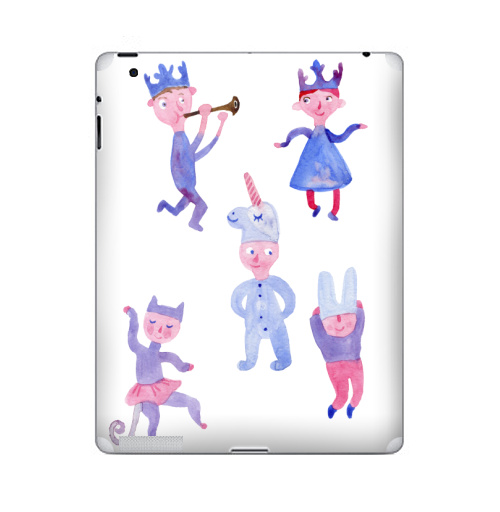 Наклейка на Планшет Apple iPad 2 / iPad 3 Детский праздник,  купить в Москве – интернет-магазин Allskins, акварель, детские, пикник, карнавал, танцы, музыка, единорог, заяц, принцесса, принц
