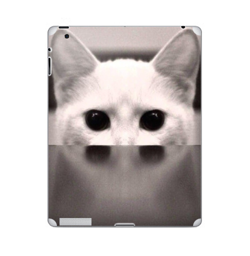 Наклейка на Планшет Apple iPad 2 / iPad 3 Сквозь...,  купить в Москве – интернет-магазин Allskins, черно-белый, киса, кошка, глаз, фотография