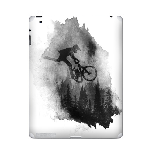 Наклейка на Планшет Apple iPad 2 / iPad 3 Чернильный Райдер,  купить в Москве – интернет-магазин Allskins, горный велосипед, велосипед, мтб, ездить, горы, езда на велосипеде, байкер, bmx, лес, спорт, фрирайд, поездка, занятие спортом, минимализм