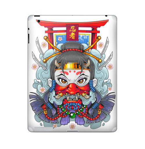Наклейка на Планшет Apple iPad 2 / iPad 3 Девушка ниндзя,  купить в Москве – интернет-магазин Allskins, мистика, ниндзя, ассасин, они, демоны, азия, shinobi, Япония, манга, девушка, мифология