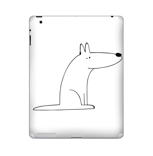 Наклейка на Планшет Apple iPad 2 / iPad 3 Собака сидит,  купить в Москве – интернет-магазин Allskins, собакаулыбака, собаки, волк, линейное, графика, белаясобака, животное, Смотрящий, природа, лаконичное, персонажи, детские, мужские, ветеринар
