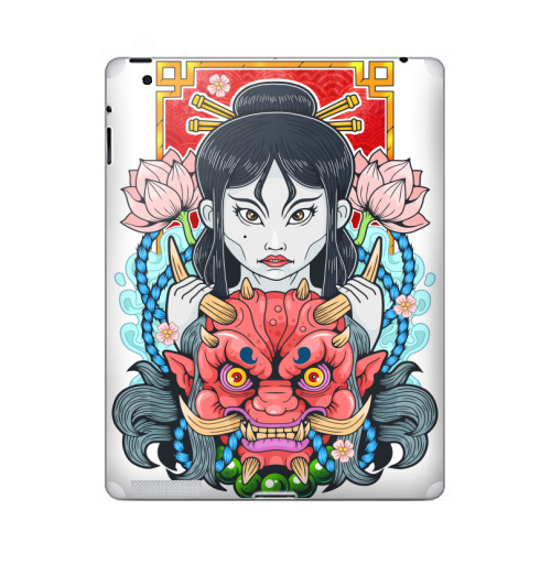 Наклейка на Планшет Apple iPad 2 / iPad 3 Девушка и демон,  купить в Москве – интернет-магазин Allskins, Япония, гейша, они, демоны, девушка, мистика, монстры, азия, мифология, магия, фэнтези