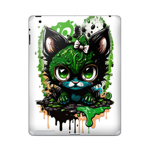Наклейка на Планшет Apple iPad 2 / iPad 3 Кошка в красках,  купить в Москве – интернет-магазин Allskins, стритарт, кошка, граффити, краски, акварель