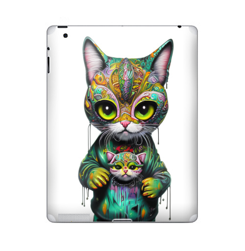 Наклейка на Планшет Apple iPad 2 / iPad 3 Милый котенок в стрит арте,  купить в Москве – интернет-магазин Allskins, стритарт, котята, кошка, краски, детские