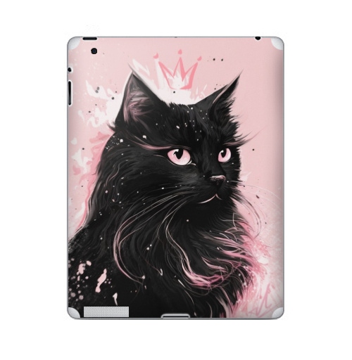 Наклейка на Планшет Apple iPad 2 / iPad 3 Властительница мурлыканья,  купить в Москве – интернет-магазин Allskins, сарказм, кошка, корона, королева, черный, кота, пушистая, розовый