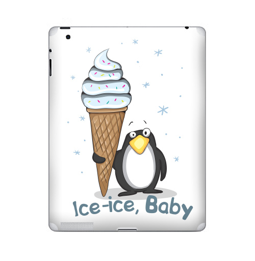 Наклейка на Планшет Apple iPad 2 / iPad 3 Ice-ice, baby,  купить в Москве – интернет-магазин Allskins, продажи_надписи, детские, рождение, птицы, мороженое, лёд, зима, новый год, 300 Лучших работ, милые животные