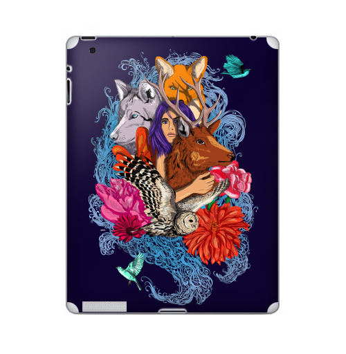 Наклейка на Планшет Apple iPad 2 / iPad 3 Dear deer,  купить в Москве – интернет-магазин Allskins, животные, лиса, графика, волк, девушка, лес, олень, птицы, собаки