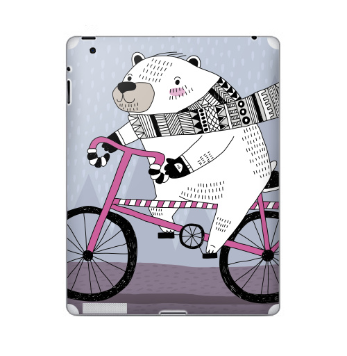 Наклейка на Планшет Apple iPad 2 / iPad 3 Мишка на велике,  купить в Москве – интернет-магазин Allskins, милые животные, персонажи, медведь, велосипед, животные