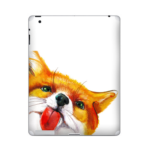 Наклейка на Планшет Apple iPad 2 / iPad 3 Лисёнок  АКВАРЕЛЬКА,  купить в Москве – интернет-магазин Allskins, милые животные, 300 Лучших работ, животные, лиса, позитив