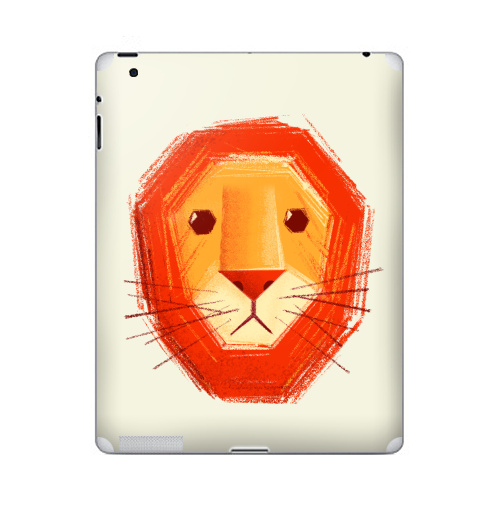 Наклейка на Планшет Apple iPad 2 / iPad 3 Грустный лев,  купить в Москве – интернет-магазин Allskins, милые животные, детские, животные, любовь, желтый, лето, оранжевый, печаль, король, грустные, печальный
