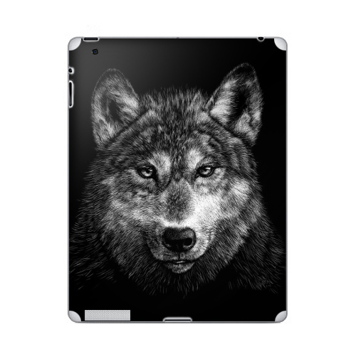 Наклейка на Планшет Apple iPad 2 / iPad 3 Волчище,  купить в Москве – интернет-магазин Allskins, морда, животные, волк, полностьючерный, 300 Лучших работ