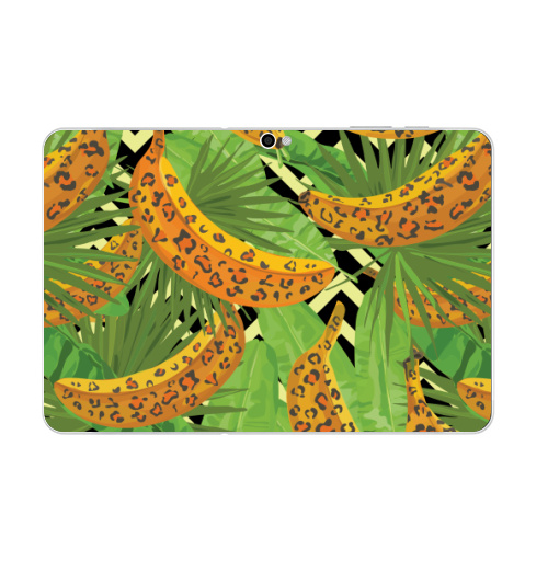 Наклейка на Планшет Samsung Galaxy Tab 10.1 (P7500) Паттерн с банами,  купить в Москве – интернет-магазин Allskins, зеленый, текстура, хищник, джунгли, листья, тропики, паттерн, леопард, банан
