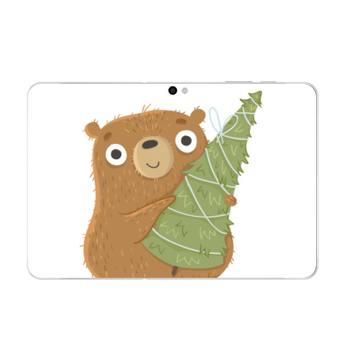 Наклейка на Планшет Samsung Galaxy Tab 10.1 (P7500) Новогодний Мишка,  купить в Москве – интернет-магазин Allskins, медведь, новый год, персонажи, детские