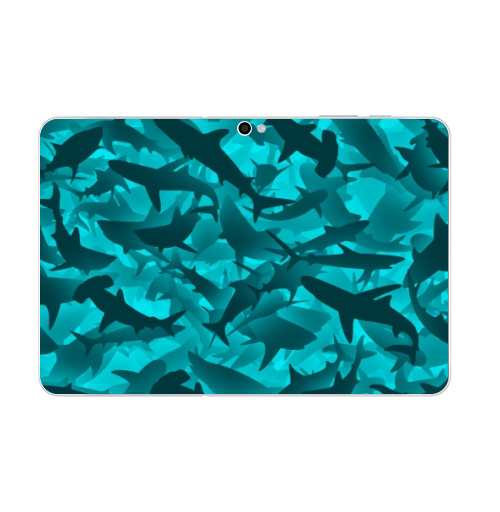 Наклейка на Планшет Samsung Galaxy Tab 10.1 (P7500) Акулы,  купить в Москве – интернет-магазин Allskins, акула, морская, вода, дайвинг, рыба, рвбалка, камуфляж