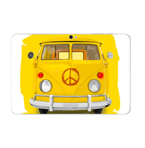 Наклейка на Планшет Samsung Galaxy Tab 10.1 (P7500) Солнечный автобус,  купить в Москве – интернет-магазин Allskins, желтый, автобус, автомобиль, транспорт, хиппи, гранж, ретро