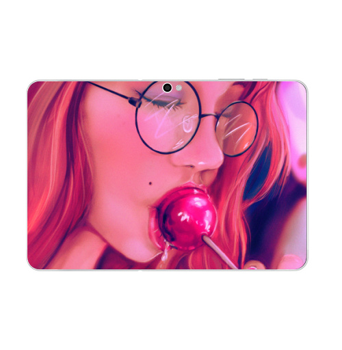 Наклейка на Планшет Samsung Galaxy Tab 10.1 (P7500) Девушка с чупачупсом,  купить в Москве – интернет-магазин Allskins, девушка, чупачупс, конфетти, розовый, молодость