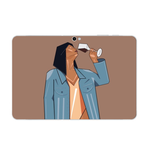 Наклейка на Планшет Samsung Galaxy Tab 10.1 (P7500) Девушка с бокалом вина,  купить в Москве – интернет-магазин Allskins, Vino, бокал, девушка, стильная, искусство, комиксы, стильно