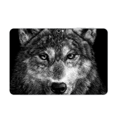 Наклейка на Планшет Samsung Galaxy Tab 10.1 (P7500) Волчище,  купить в Москве – интернет-магазин Allskins, морда, животные, волк, полностьючерный, 300 Лучших работ