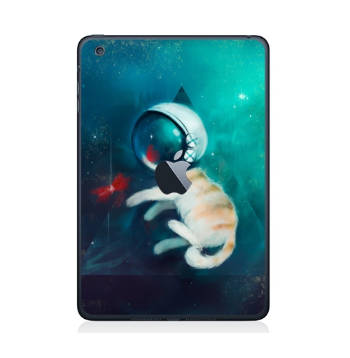Наклейка на Планшет Apple iPad Mini c яблоком Космокотик,  купить в Москве – интернет-магазин Allskins, космокот, звезда, кошка, космос