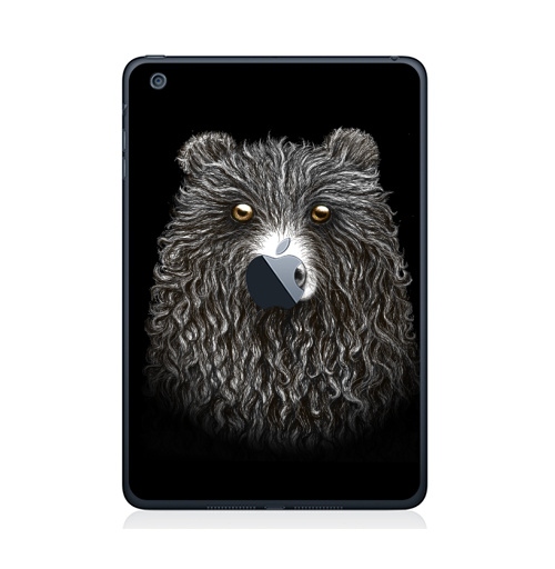 Наклейка на Планшет Apple iPad Mini c яблоком Мишенька,  купить в Москве – интернет-магазин Allskins, крутые животные, медведь, животные, графика, милые животные