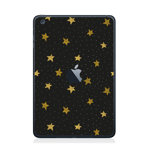 Наклейка на Планшет Apple iPad Mini c яблоком Звездная пыль,  купить в Москве – интернет-магазин Allskins, полностьючерный, ЗОЛОТОЙ, астрология, небо, точки, паттерн, звезда