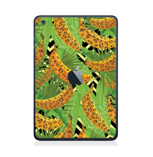Наклейка на Планшет Apple iPad Mini c яблоком Паттерн с банами,  купить в Москве – интернет-магазин Allskins, зеленый, текстура, хищник, джунгли, листья, тропики, паттерн, леопард, банан