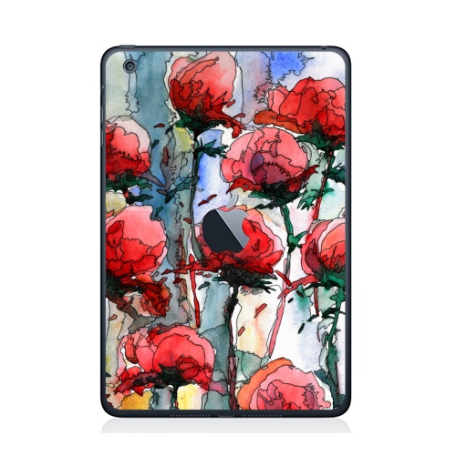 Наклейка на Планшет Apple iPad Mini c яблоком Розы,  купить в Москве – интернет-магазин Allskins, графика, иллюстрации, композиция, цветы, фантазия, счастье