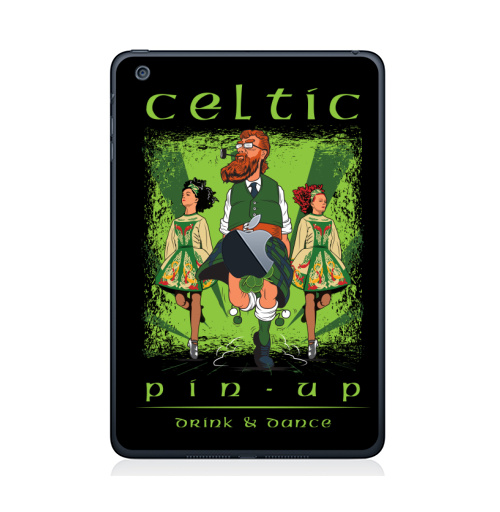 Наклейка на Планшет Apple iPad Mini c яблоком Кельтский пинап,  купить в Москве – интернет-магазин Allskins, сарказм, персонажи, девушка, алкоголь, пикник, танцы, Ирландия, кельт
