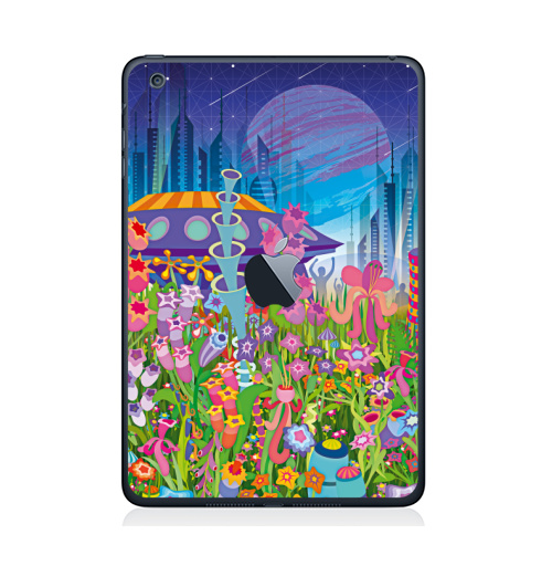 Наклейка на Планшет Apple iPad Mini c яблоком Тайна пятой планеты,  купить в Москве – интернет-магазин Allskins, психоделика, будущее, футуризм, цветы, космос, инопланетяне, небо, звезда, музыка
