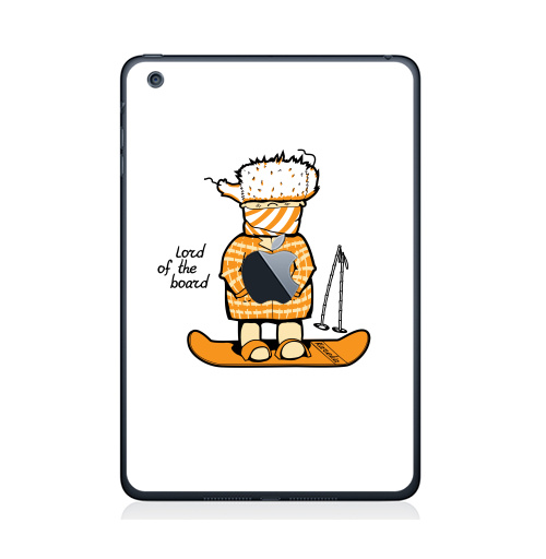 Наклейка на Планшет Apple iPad Mini c яблоком Lord of the board,  купить в Москве – интернет-магазин Allskins, надписи на английском, прикольные надписи, лыжи, чемпион, мужские, спорт, надписи, сноуборд, оранжевый, 300 Лучших работ