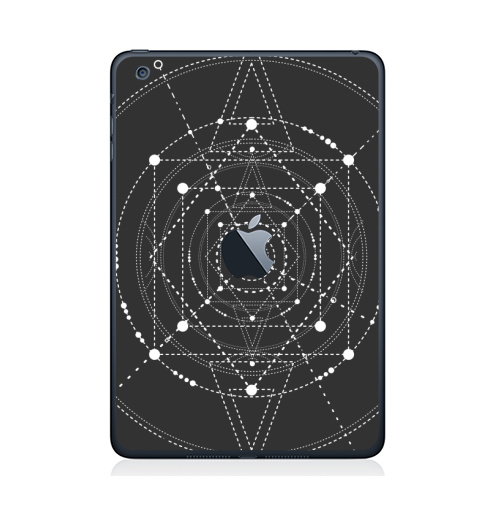 Наклейка на Планшет Apple iPad Mini c яблоком Тайный код мироздания,  купить в Москве – интернет-магазин Allskins, черно-белое, духовность, секрет, дух, геометрия, сакральное, fashionillustration