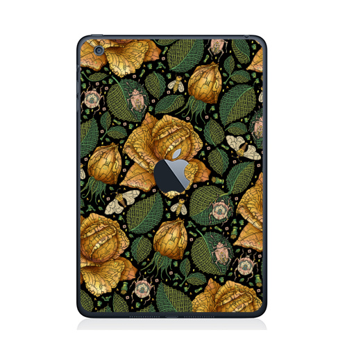 Наклейка на Планшет Apple iPad Mini c яблоком Fantastic flower,  купить в Москве – интернет-магазин Allskins, зеленый, желтый, Цветочек, цвет, цветы, фантазия, фантастика, иллюстация