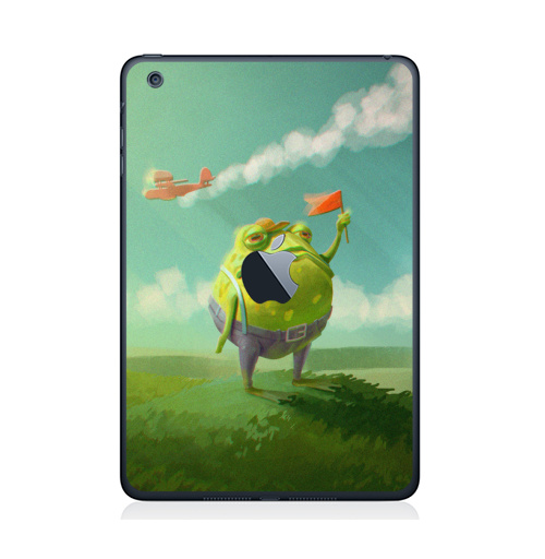 Наклейка на Планшет Apple iPad Mini c яблоком Мистер Жаба,  купить в Москве – интернет-магазин Allskins, милые животные, небо, цвет, детские, лягушка