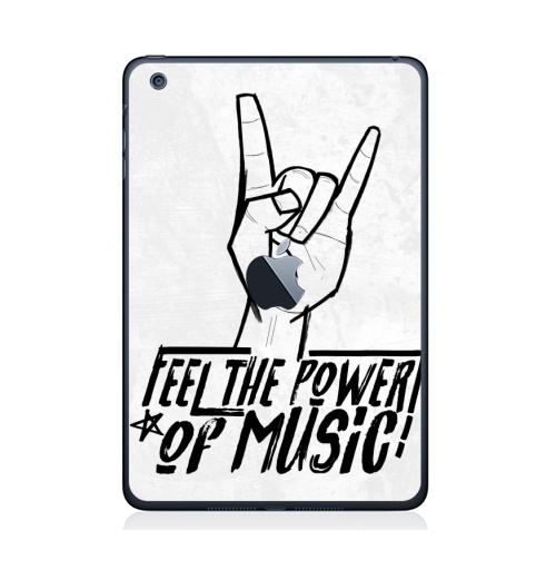 Наклейка на Планшет Apple iPad Mini c яблоком Feel the power of music,  купить в Москве – интернет-магазин Allskins, музыка, rock, панк, Англия